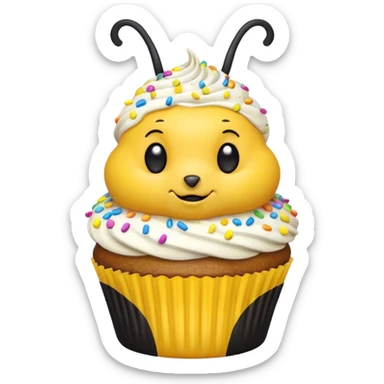 Embarrassed bee with cupcake sticker
