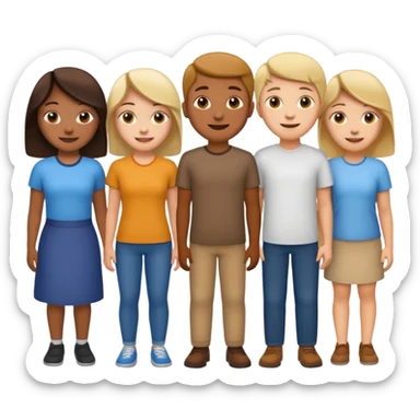 A line of 5 people standing one behind the other sticker