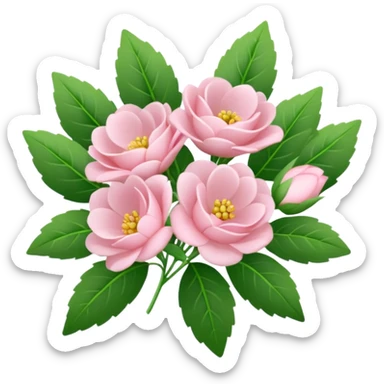 soft pink bouquet with green leaves sticker
