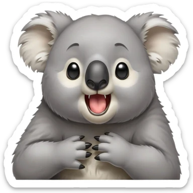 cinematic-cute-yawning-koala-portrait-emoji,-head-tilted-slightly-with-a-dramatic,-wide-open-yawn,-showcasing-a-soft,-downy-grey-fur-with-drooping-ears-and-round-eyes-barely-open-in-drowsy-contentment,-simplified-yet-irresistibly-adorable sticker