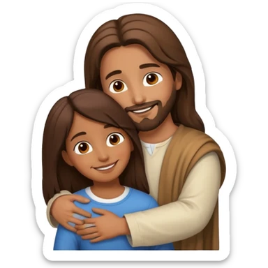 jesus hugging brown girl sticker