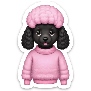 Black poodle with pink sweater  sticker