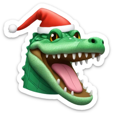 Cocodrile with christmas hat  sticker