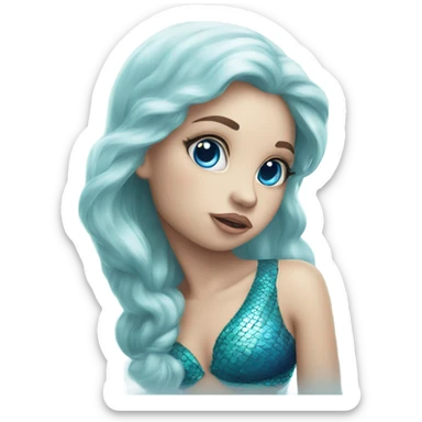 little cute mermaid kisses with blue eyes  sticker