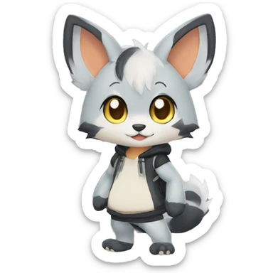Kemono-style, Chibi, Anthro-Fur-Sona-Fakémon, apparels, Full Body sticker