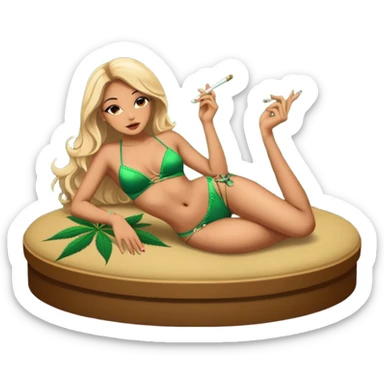 Light skin Exotic dancer lying on stage smoking weed sticker