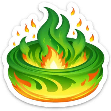 green fire in flat ancient  sticker