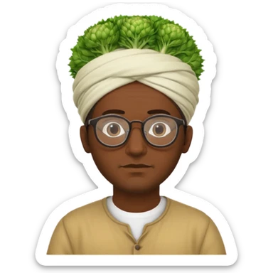 Half moroccan man with a fennel on his head and glasses on sticker