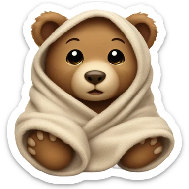 Baby bear wrapped in a blanket ￼ sticker