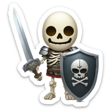 a skeleton with a armor a sword and a shield sticker