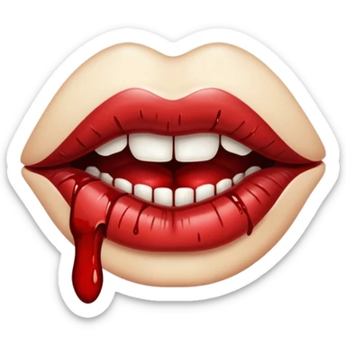 Creepy lips with blood sticker