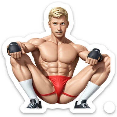 muscular blonde boy posing sticker