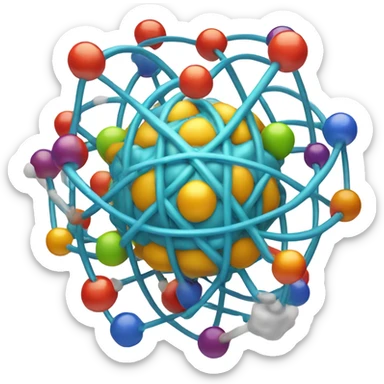 an atom with a human brain in the core sticker