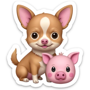 Chihuahua with a fuzzy pig plushie sticker