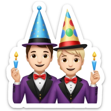 magician couple celebrat boy birthday  sticker