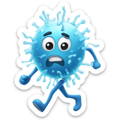 A cold germ running around  sticker