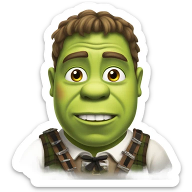 Shrek wearing a kilt and drinking Guinness sticker