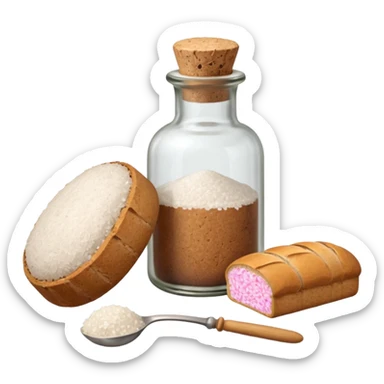  a one victorian bottle of salt and a loaf of bread - crochet needles and a ball of wool sticker