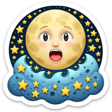 moon screaming silently while stars scatter sticker