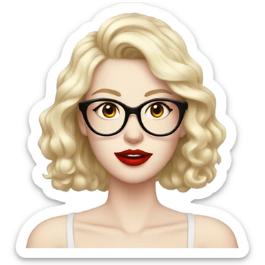 Sexy, pale skin, red lips, glasses sticker