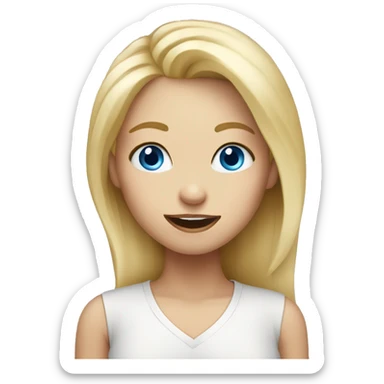 blonde girl with blue eyes and her tongue sticking out sticker