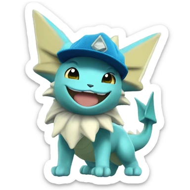 Vaporeon Pokémon wearing hat 3D sticker