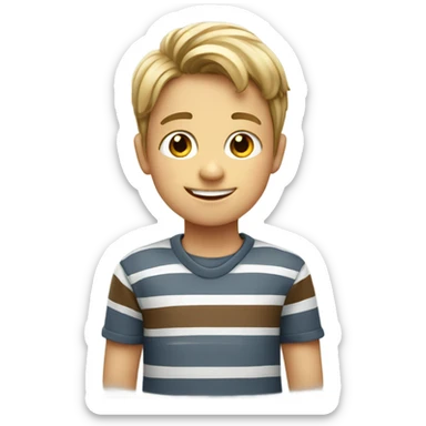smiling boy in striped shirt sticker
