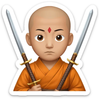 Monk with two swords in two hands sticker