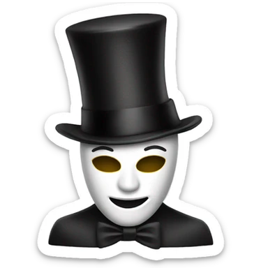 Wite mask wearing a party top hat sticker