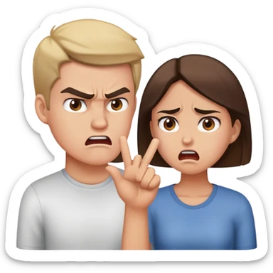 Girl and boyfriend fighting sticker