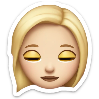 Blonde hair girl white skin sleeping with pink blanket sticker