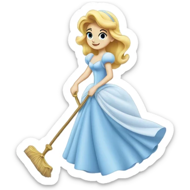 Cinderella sweeps away sticker