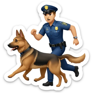 Police with dog is angry and police is running sticker