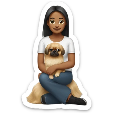 Women with Pekingese sticker