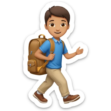 emoji of a boy with a school bag stepping sticker