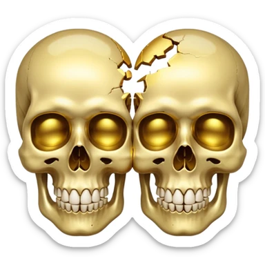 broken gold skull split in half sticker