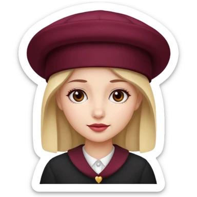 girl with burgundy hat sticker