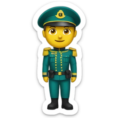 militar with a yellow helmet and teal clothes sticker