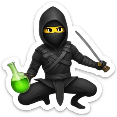 a black ninja making a potion sticker