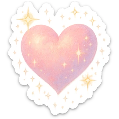 sparkling heart, ghibli style, no background sticker