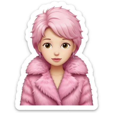 Pink fur coat female sticker
