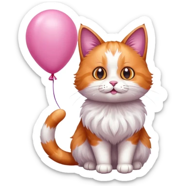 Cat with pink balloon sticker