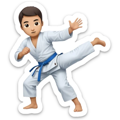 An Asian guy wearing a blue belt doing jujitsu sticker