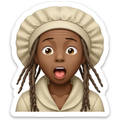 Make a African American with dreads and a bonet yawning sticker