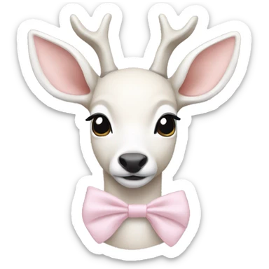 White doe with light pink bow around head and lace around neck  sticker