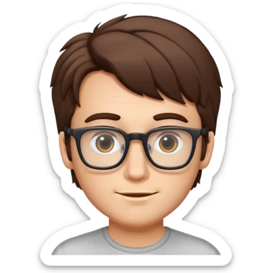 A geek guy with bushy hair and rectangle glasses  sticker