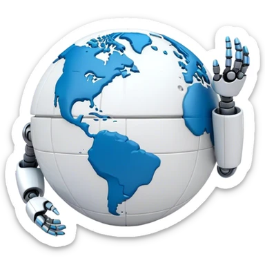 3d robotic earth  sticker