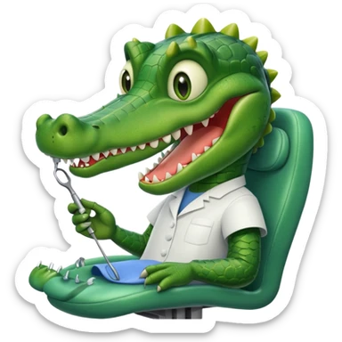 an alligator in a dentist sticker