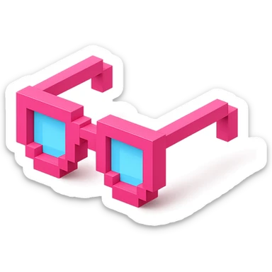Voxel-style pink glasses, simple and clear sticker