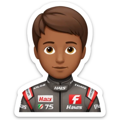 The Formula 1 Driver Oliver Bearman (brown volume hair)in Haas F1 Suit sticker